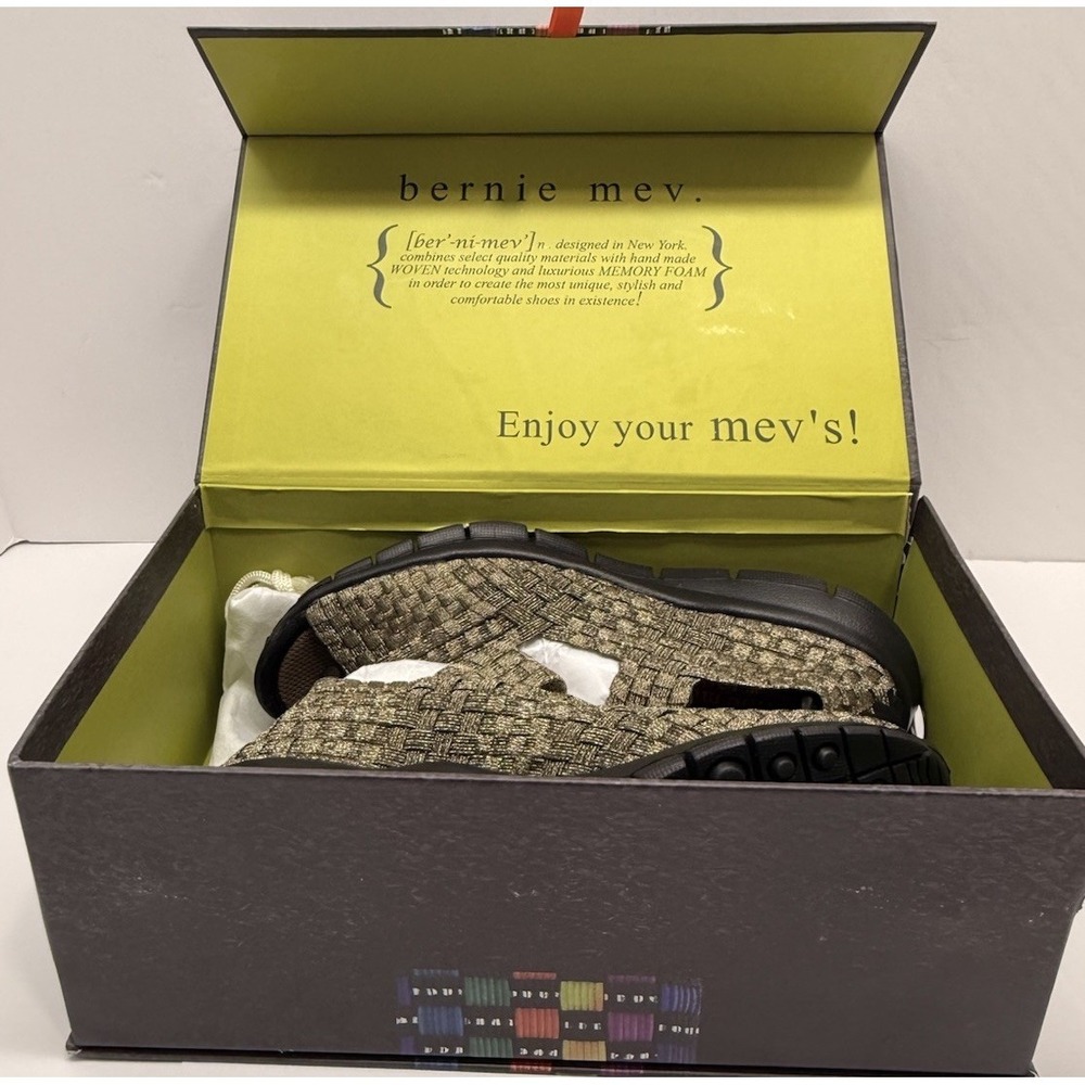 Bernie Mev Bronze Woven Open Toe Flats Adjustable Strap  EU 37 Memory Foam Strap - Picture 5 of 5